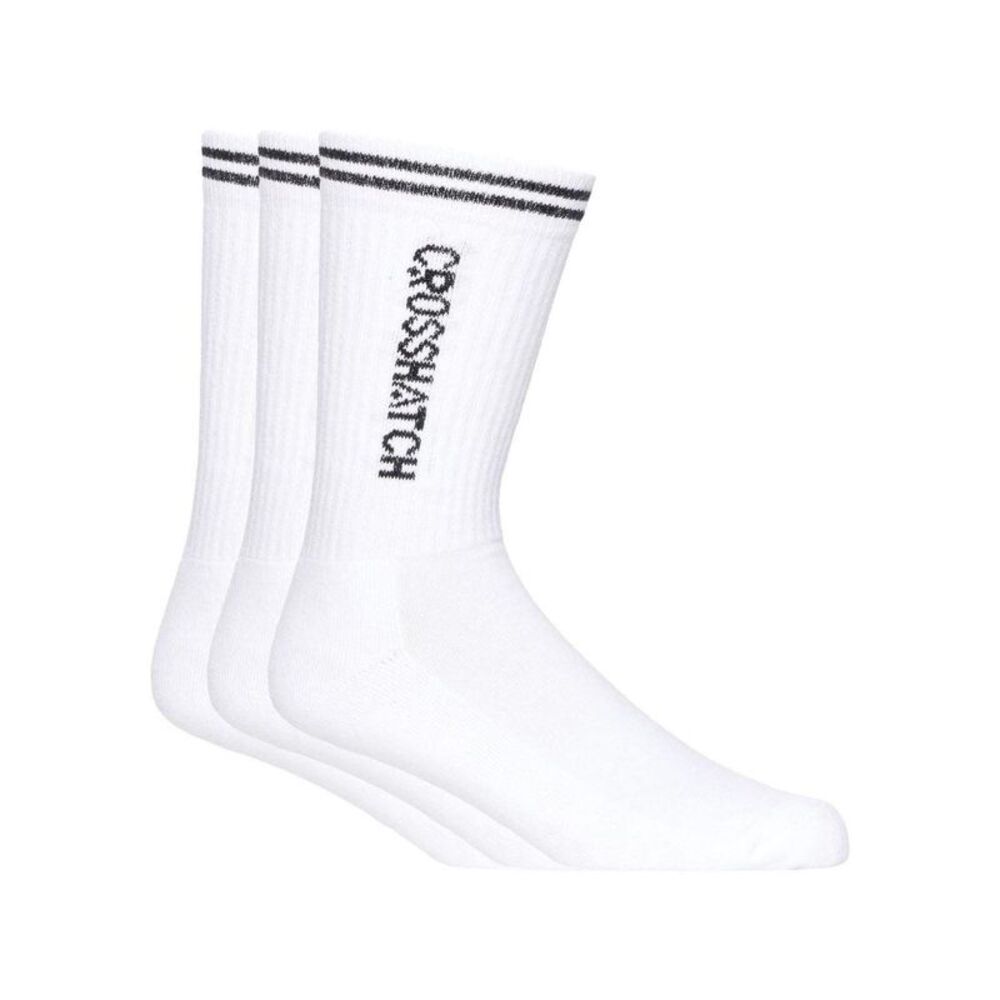Crosshatch Mens Sports Socks (Pack of 3) / White/Black